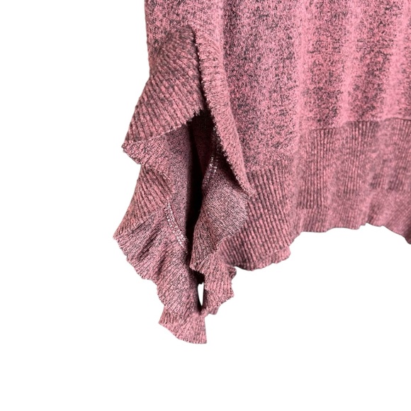 Anthropologie Postage Stamp Pink Long Sleeve Ruffle Split Hem Sweater Women's M - Picture 5 of 9